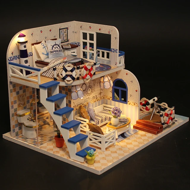DIY Wooden House Miniaturas with Furniture DIY Miniature House Dollhouse Toys for Children Christmas and Birthday Gift M32 6