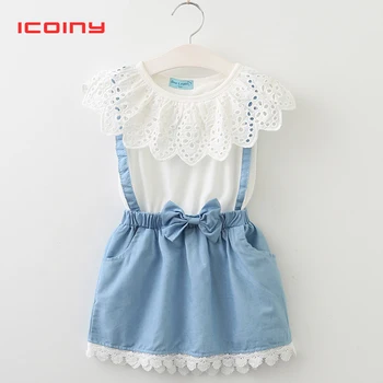 

Icoiny 2019 Toddler Girls Demin Dress Sunmmer Kids Lace Ruffled Dresses Children Sleeveless Party Sundress Casual Clothes 3-7T