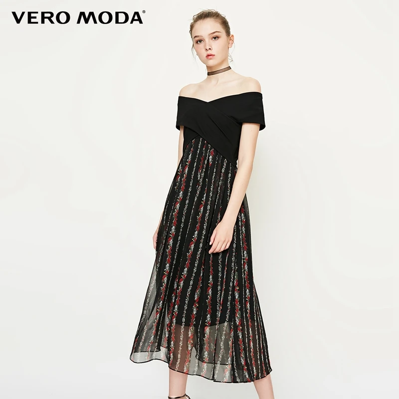 Vero Moda Новое Женское трикотажное платье с открытыми плечами и коротким рукавом | 31837B512