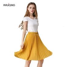 8 цветов, Женская плиссированная шифоновая юбка, винтажная юбка-пачка с высокой талией, женские юбки s Saia Midi Rokken, летняя стильная юбка Jupe Femme