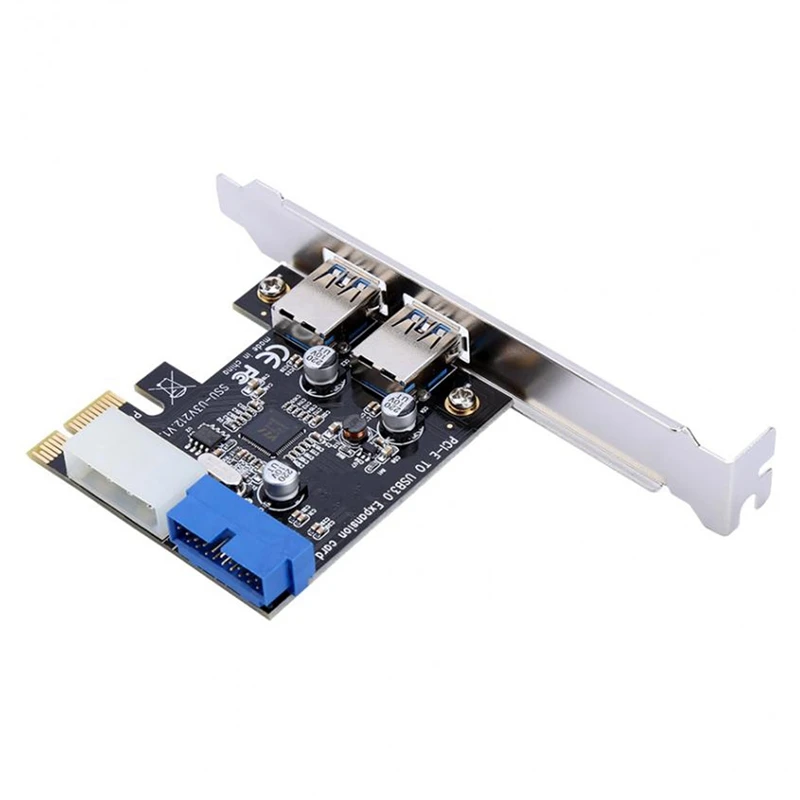 

Usb 3.0 Pci-E Expansion Card Adapter External 2 Port Usb3.0 Hub Internal 19Pin Header Pci-E Card 4Pin Ide Power Connector