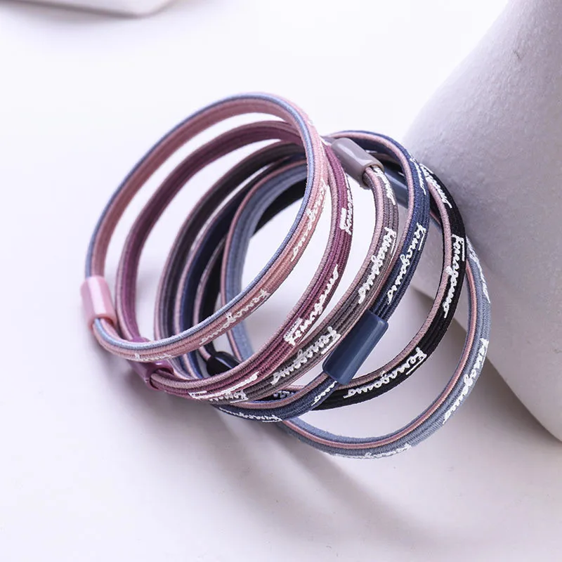 

1 Pieces Simple Design Hairband Rope Personality English Letter Elastic Hair Rubber Bands Women Girls Ponytail Holder Tie Gums