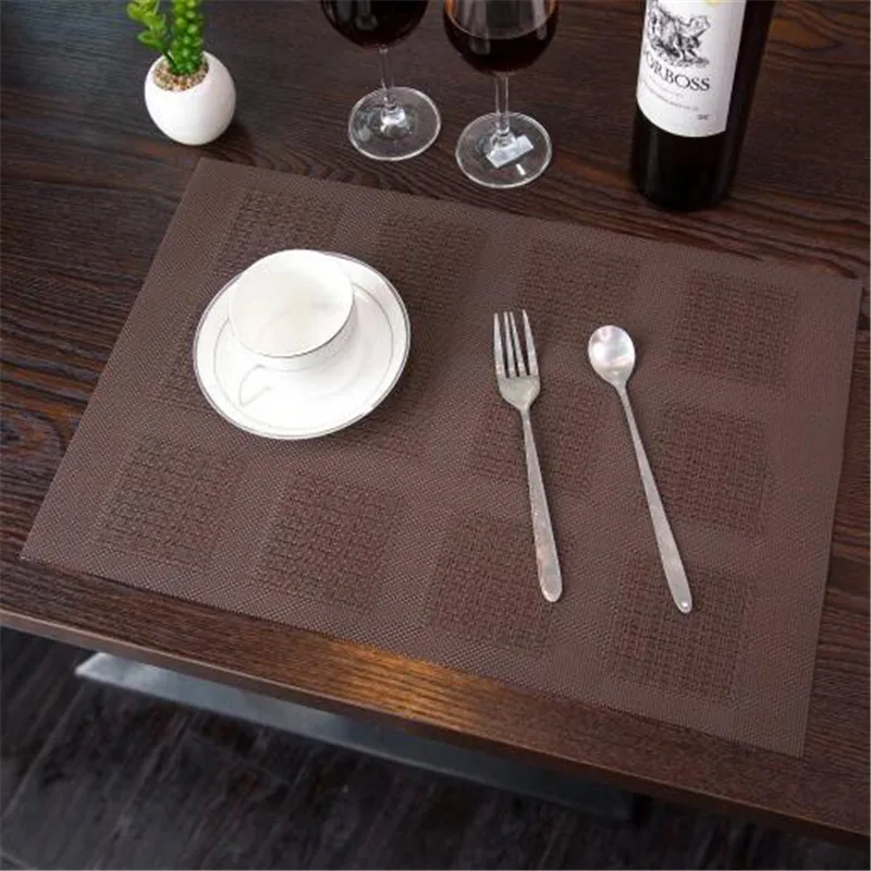 

Non-Slip Placemats For Kitchen Table PVC Individuales Mat Napkins Table Decor Pads Bowl Restaurant Coasters Napkins On The Table