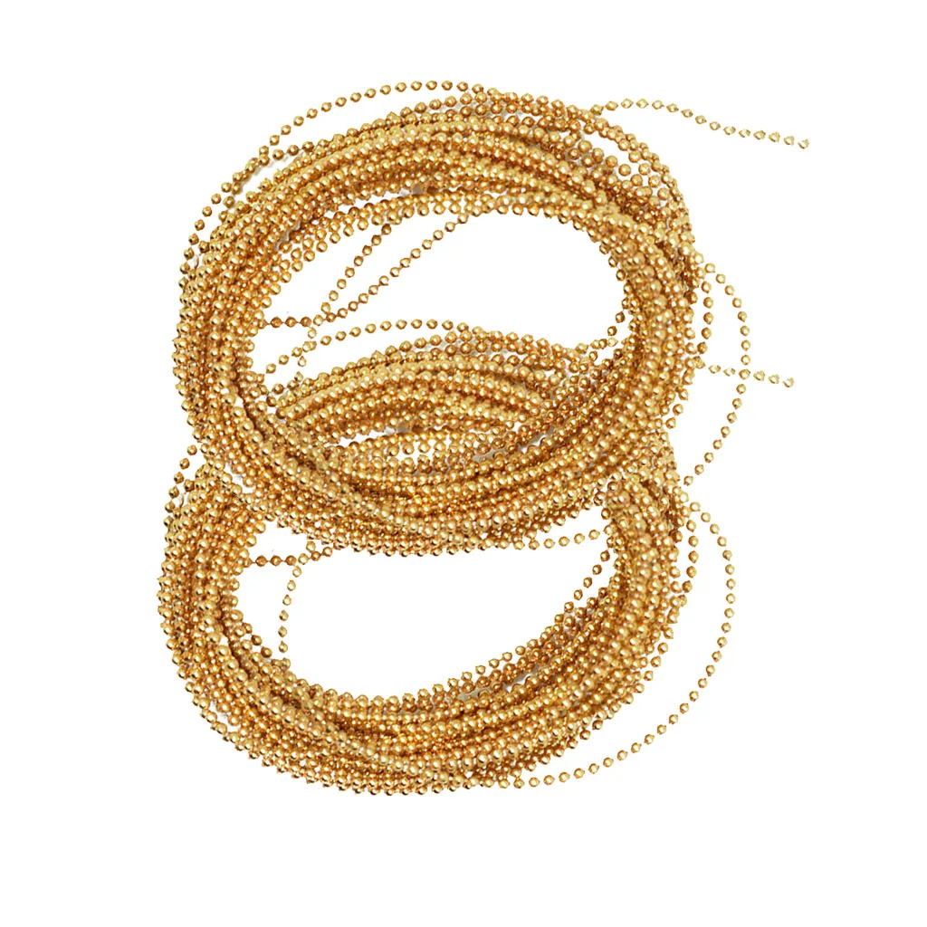 2Pcs 5M Christmas String Gold Bead Garland Spool Bouquet Party Wedding Decor