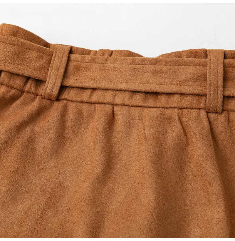 Aisiyi замшевая кожаная юбка с завышенной талией, новинка, необычная мини-юбка, сексуальная облегающая женская офисная юбка, кожаные юбки для девочек