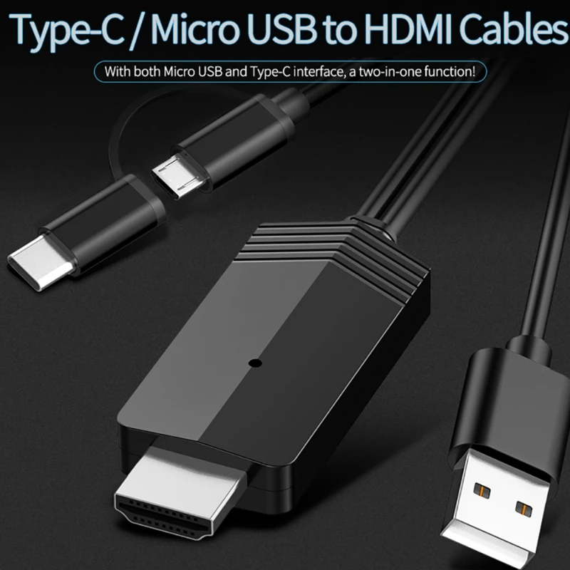 EDAL 2 в 1 USB к HDMI кабель конвертер type-C Micro USB к HDMI адаптер Plug and Play для SamSung Xiaomi 1080 P