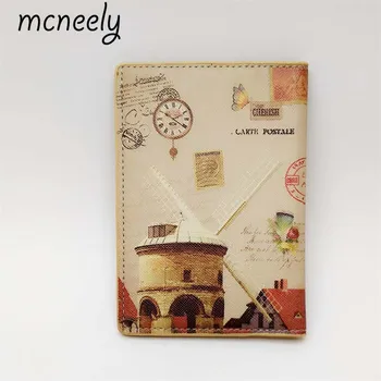 

Mcneely Netherlandish windmills Passport cover Travel PU Leather Passport Holder Credit Card Package ID Card Holder Ticket bag