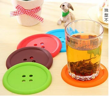 

1000pcs/lot Silicone Button Coasters Cup Coaster Table Tea Mug Cushion placemat Cup Coaster Mat Pad Drinks holders 5 colors