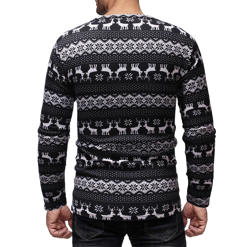 MoneRffi Новые Классические Рождественский свитер с принтом Для мужчин модный топ с о-образной шеей, с длинным рукавом Для мужчин Повседневное полосаты Homme вязаные свитера Homme