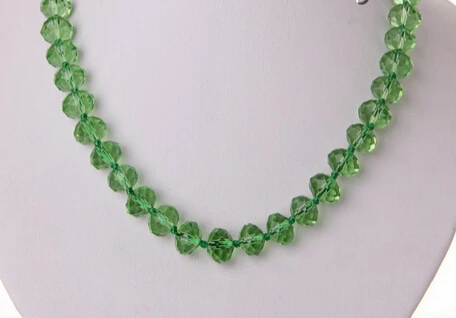 

huij 002186 stunning big 12mm round green faceted natural crystal necklace