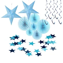 10pcs Happy Birthday Decoration Star Garland Hanging Foil Swirls for Birthday Party Boy Decorations First Birthday Baby Shower