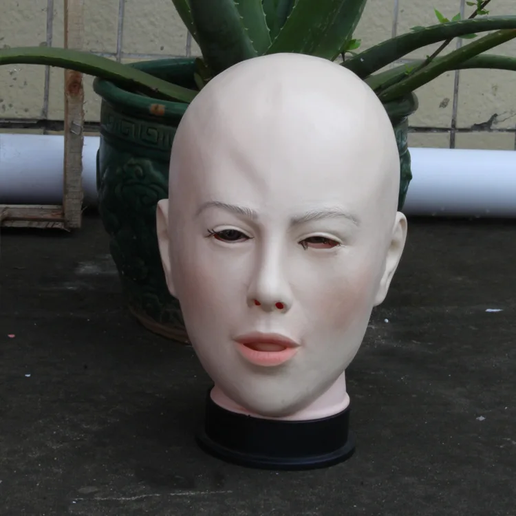

Silicone female mask unisex head mask halloween cosplay mask without hair latex bareheaded monk head
