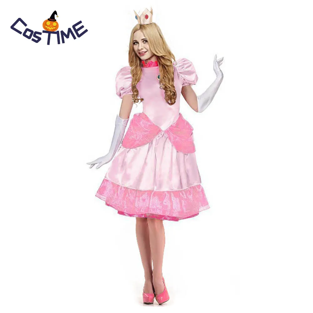 Dulexe Prinzessin Pfirsich Kostum Erwachsene Super Mario Brothers Prinzessin Phantasie Klassische Spiel Kleid Halloween Kostum Fur Frauen Game Costumes Aliexpress