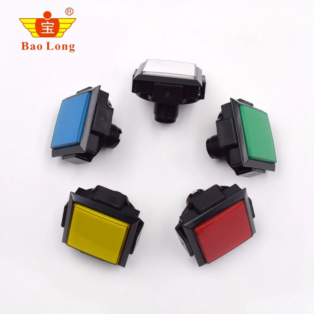 

60mm Square Arcade Button LED Illuminated Push Button with Microswitch for Arcade Games (DC 12V, 5 colors)