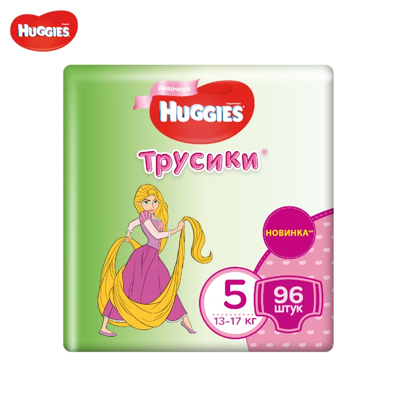 Трусики-подгузники HUGGIES 5 для девочек (13-17кг), 96 шт. - изображение