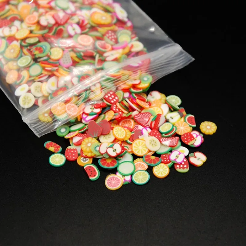 High quality 1000pcs / pack 3D fruit soft clay slice polymer clay DIY fashion nail art slice nail sticker jewelry decoration