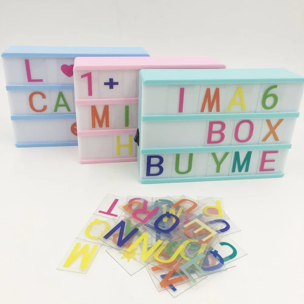 

Home DIY Message Board Night Lamp Box Party A6 Cinematic Cinema Sign Lightbox With Colorful Card Letters For Xmas Holiday Light