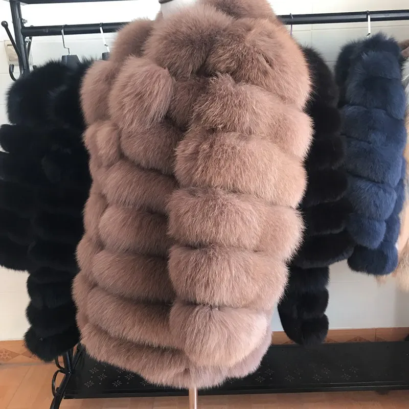 70CM Natural Fox Fur Coat Real Fox Fur Vest Jacket Women's pretty Warm Coat. Natural Real Fur Coat Real Fur Coats