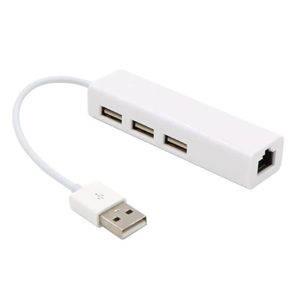 

3 Ports USB 2.0 Ethernet RJ45 LAN Network Card Hub Adapter for Mac iOS Android