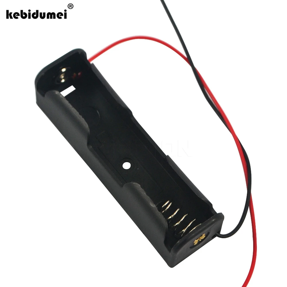 

2pcs Plastic 18650 Battery Storage Case Holder Storage Box shell 3.7V Clip With Wire Lead for 18650 Batteries Black New arrival