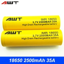 AWT 18650 Battery 2500mAh 35A Rechargeable Battery for Kangertech Subox Mini C Topbox Mini font b