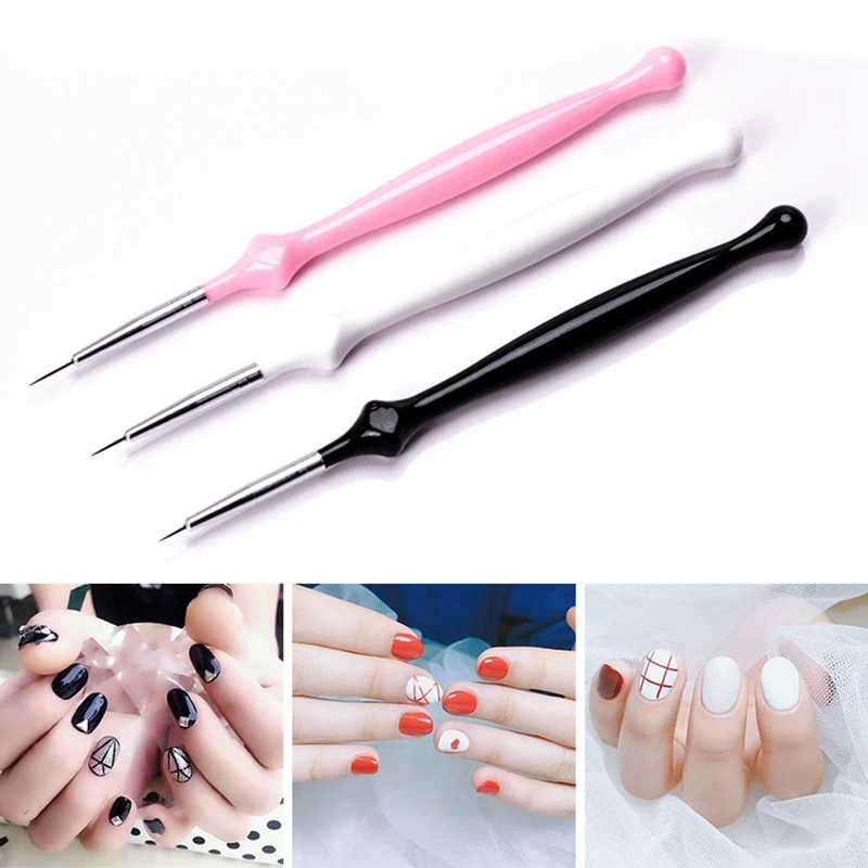 

3Pcs/Set 2019 New Nail Art Liner Painting Pen 3D Tips DIY Acrylic UV Gel Brushes Drawing Kit Flower Line Grid Manicure Tool