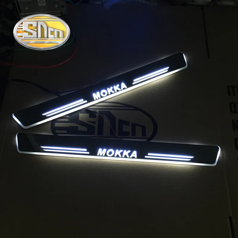 

SNCN 4PCS Acrylic Moving LED Welcome Pedal Car Scuff Plate Pedal Door Sill Pathway Light For Opel Mokka 2015 2016 2017 2018