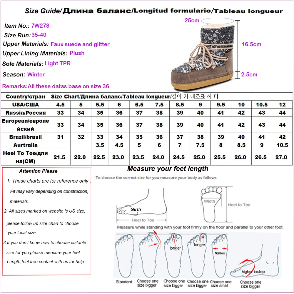 Kickway Algodón Invierno De Plataforma Mujeres Piel Fur Zapatos Bling Nieve Caliente Con Glitter Botas Boots Tela Lentejuelas Gruesa Tobillo khaki Las Black Plana wn7vTn