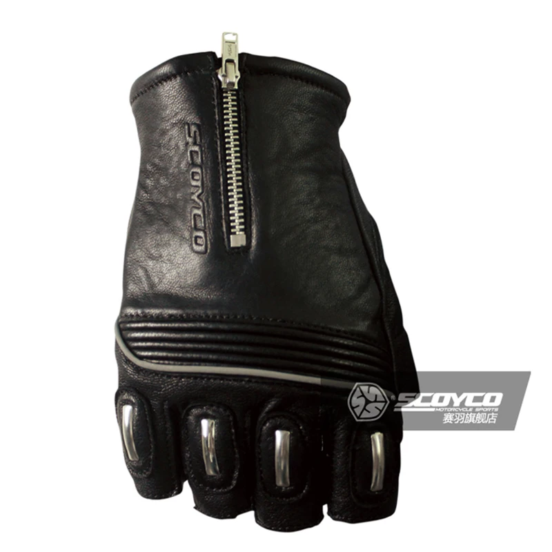Scoyco genuine leather Motorcycle Gloves Half Finger goat skin Racing Gloves Motorbike MC25 sheepskin protective SWX Moto