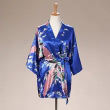 Летний женский китайский сатиновый Свадебный халат кимоно платье Пеньюар сексуальное нижнее белье Пижама цветок плюс размер S M L XL XXL XXX a-025