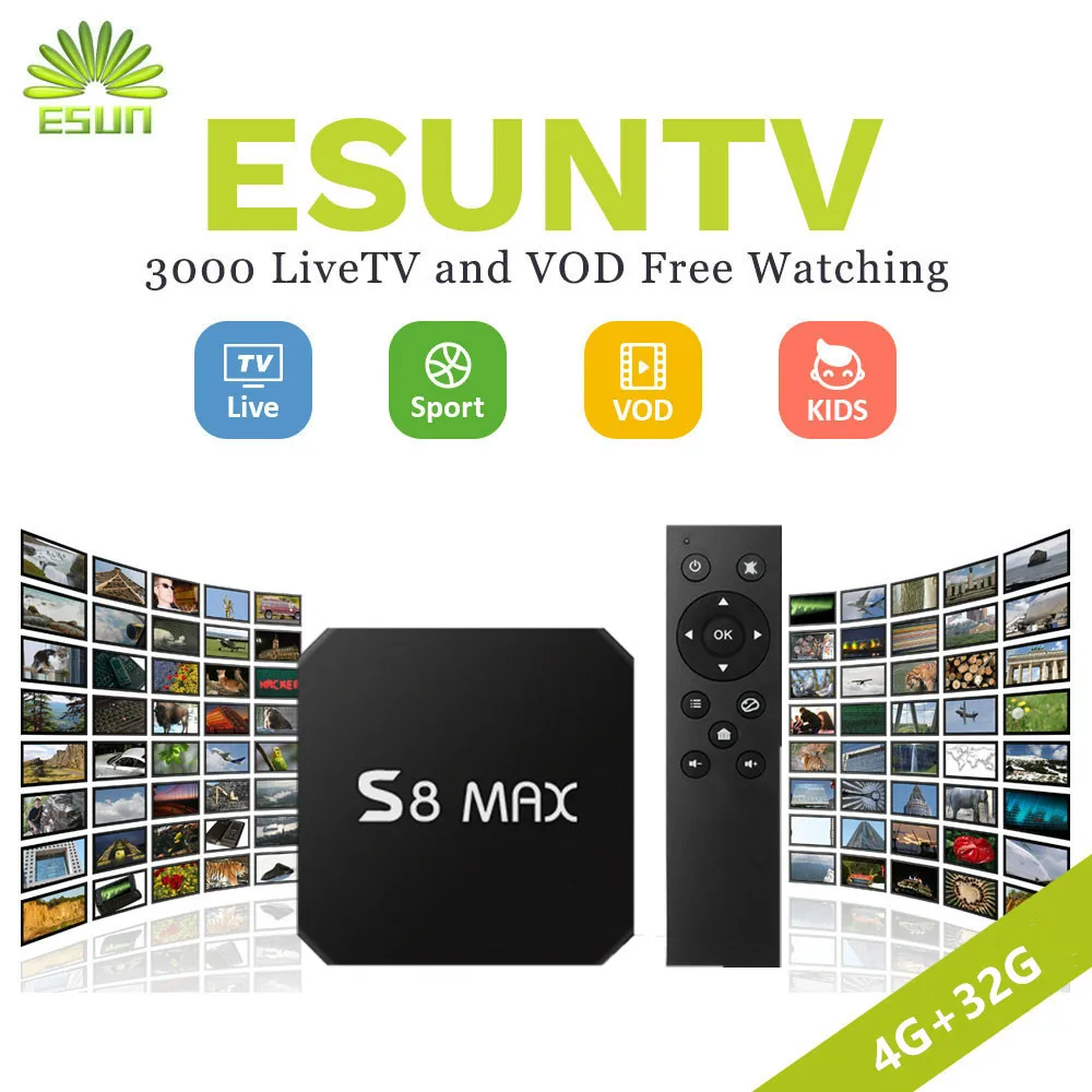 1 Year IPTV included S8 MAX RK3328 Android 7 1 Smart TV Box 4G 32G Set