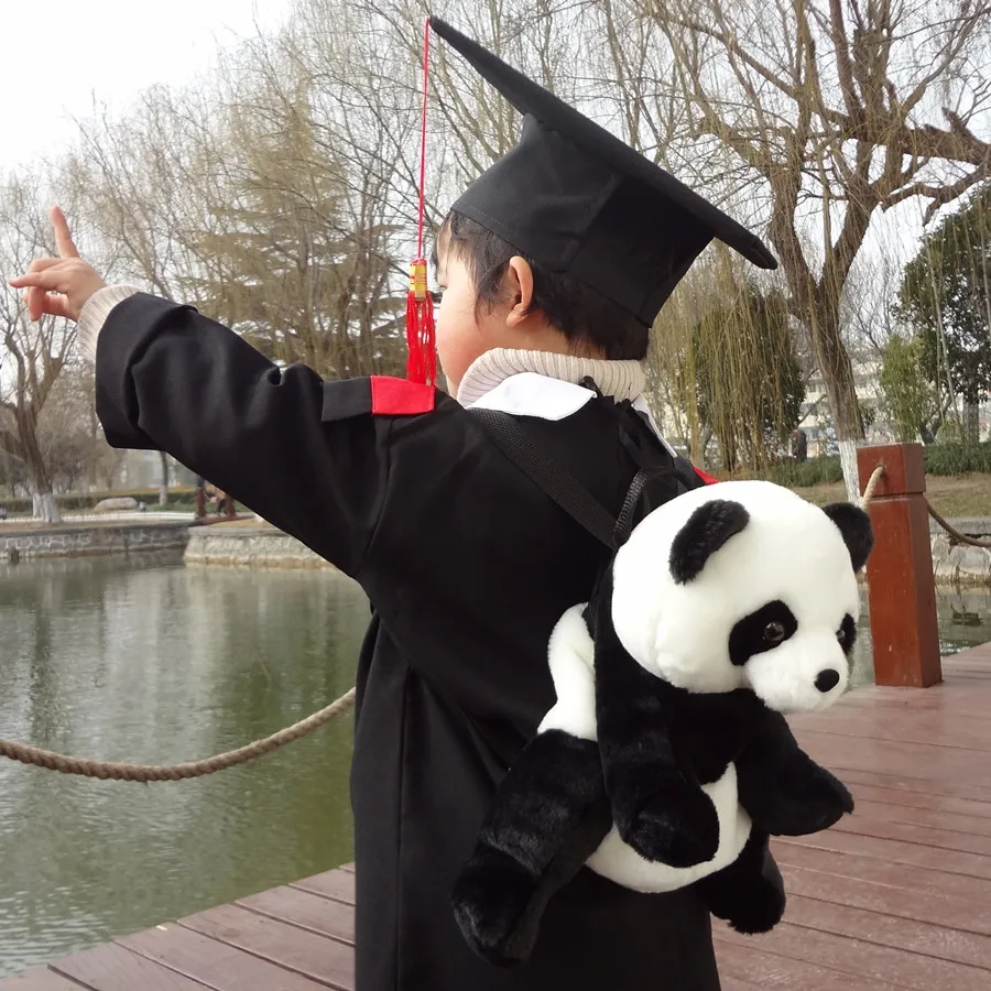 

Candice guo plush toy stuffed doll cartoon panda animal children backpack Satchel schoolbag shoulder bag package birthday gift