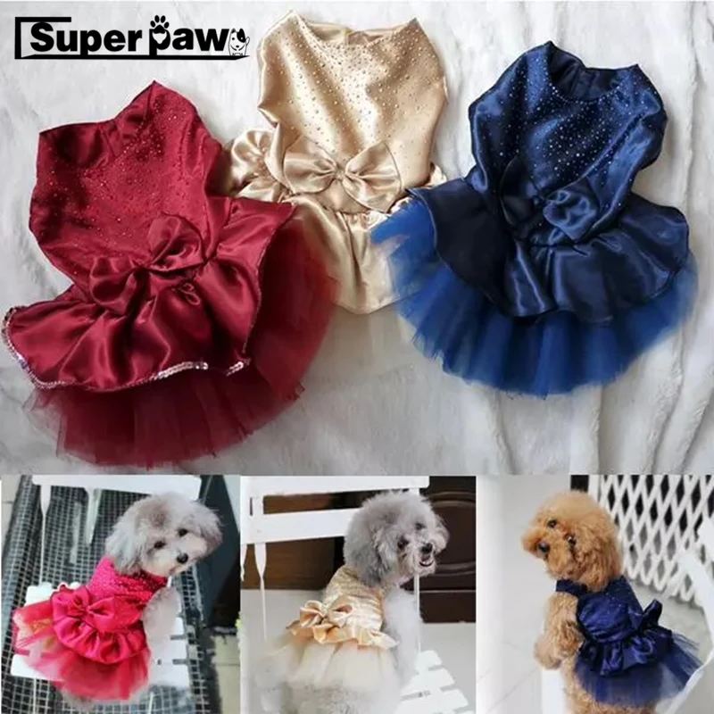 Ropa de moda para perros y cachorros, vestido de encaje para fiesta de boda, tutú con lazo, Princesa, camisa, ropa para mascotas, novedad|Vestidos para perro| AliExpress