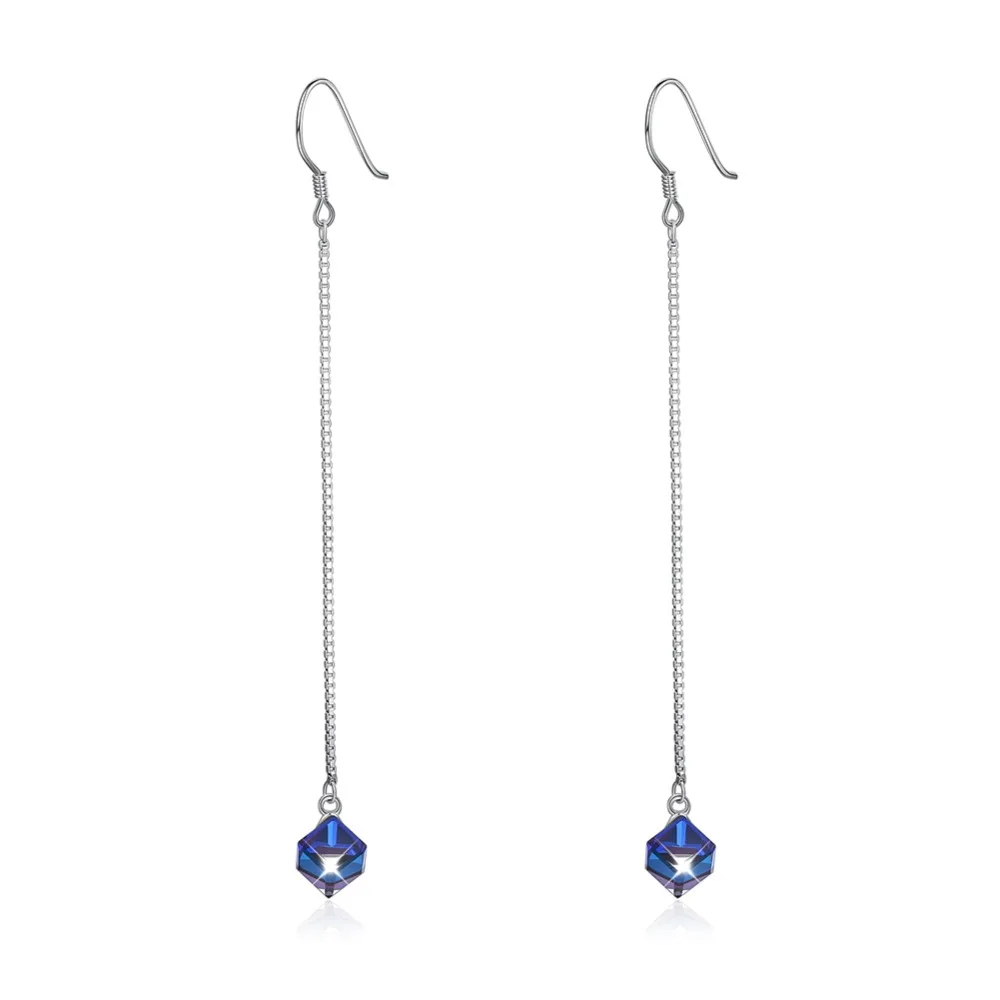 

V885 S925 Fine Jewelry Earrings 925 Sterling Silver Women Natural Exquisite Strawberry Quartz lily bule