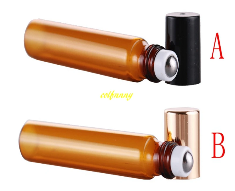 

1000pcs/lot 15*94mm 10ml Amber ROLL ON GLASS BOTTLE Refillable Essential Oil Roller ball PERFUME bottles