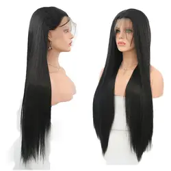 Charisma высокотемпературный парик из синтетического кружева с детскими волосами черные парики для женщин 180 плотность полный густой парик с