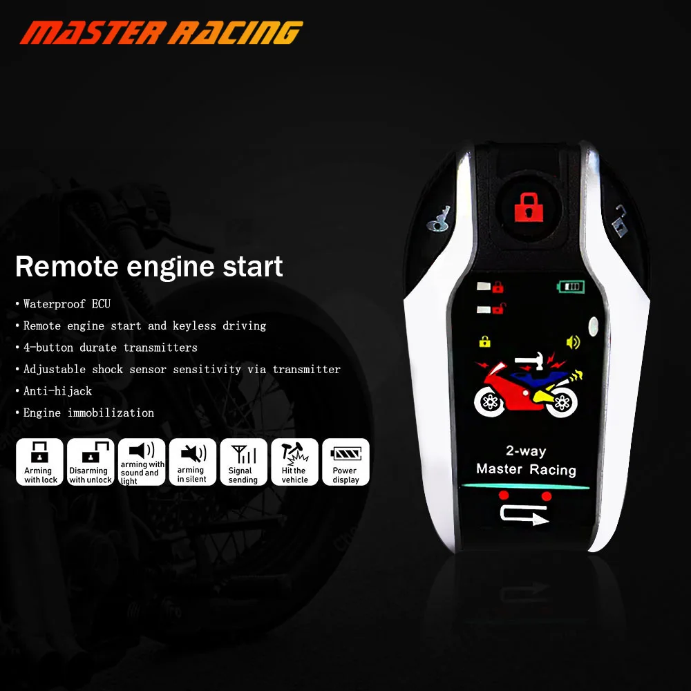 

2 Way Anti-theft Motorcycle Alarm System Two Way Motorbike Scooter Remote Engine Start Stop Moto Vibration Alarm Lock System
