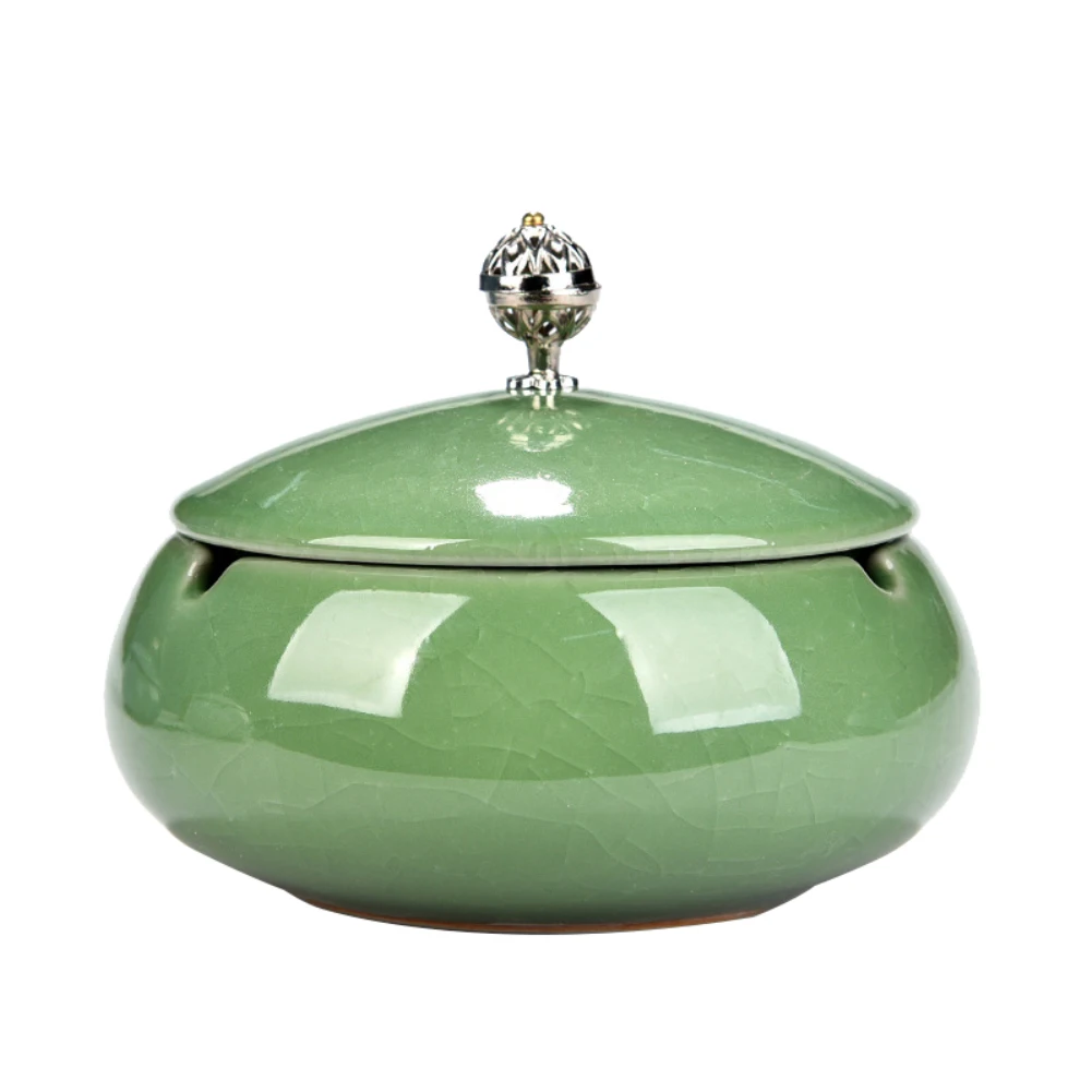 Plum Green Творческий Керамика курение сигар сигареты пепельница с крышкой мундштук домашний рабочий стол Декор - Цвет: Plum Green