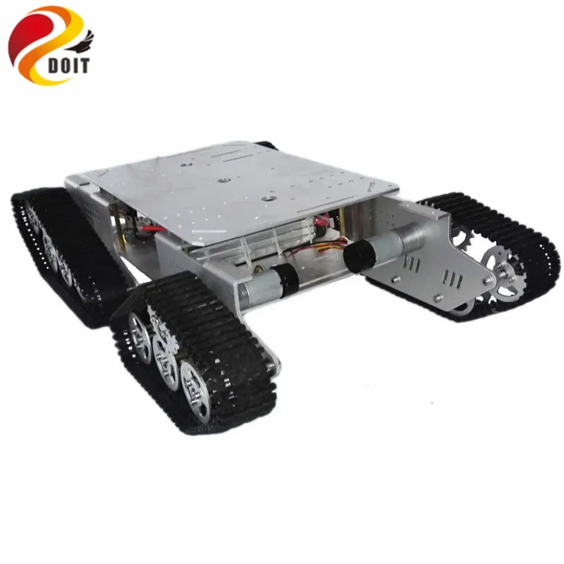 DOIT 4WD Robot Tracked Metal Tank Car Chassis TD900 with Aluminum Alloy Chassis/Frame Robotic Arm Interface Holes RC Remote Toy metal aluminum alloy robot tank chassis 37 motor strong power sk9