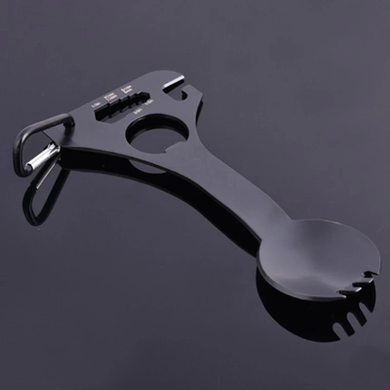 

Outdoor Portable Tableware Bottle Opener Stainless Steel Camping Fork Spoon Utensils Survival Dinnerware For Hiking Picnic