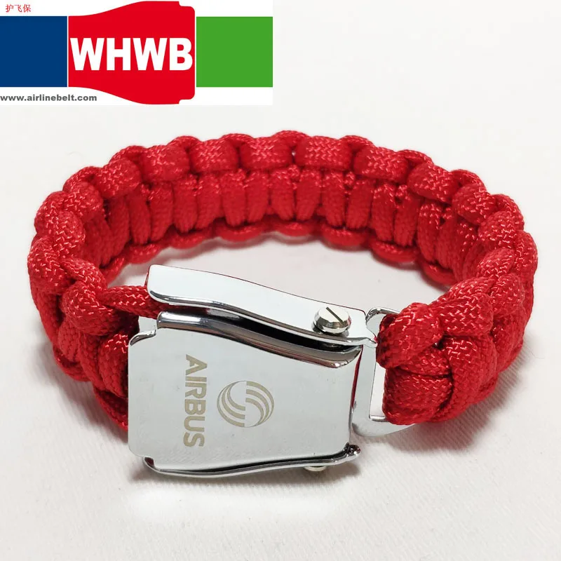 AIRBUS BEOING white aircraft airplane airline safety belt buckle red rope Characteristic knitting bracelet /hand chain/Paracord