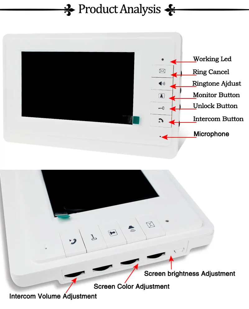 7 ''TFT цветной видеодомофон домофон видео дверной звонок Система Комплект динамик телефон домофон ИК камера