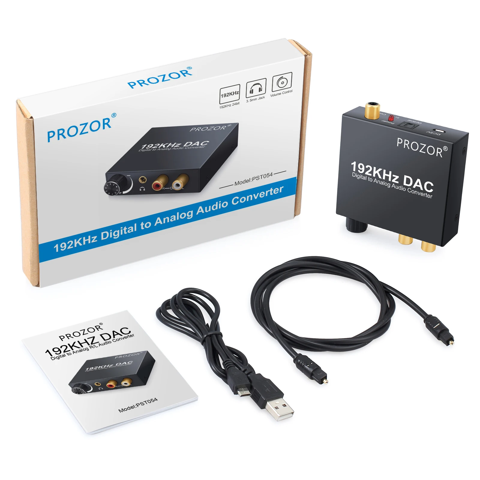eSYNiC 192kHz DAC Converter Optical Coaxial Toslink to Analog Stereo RCA 3 5mm Headphone for HD DVD Volume Control Audio Adapter