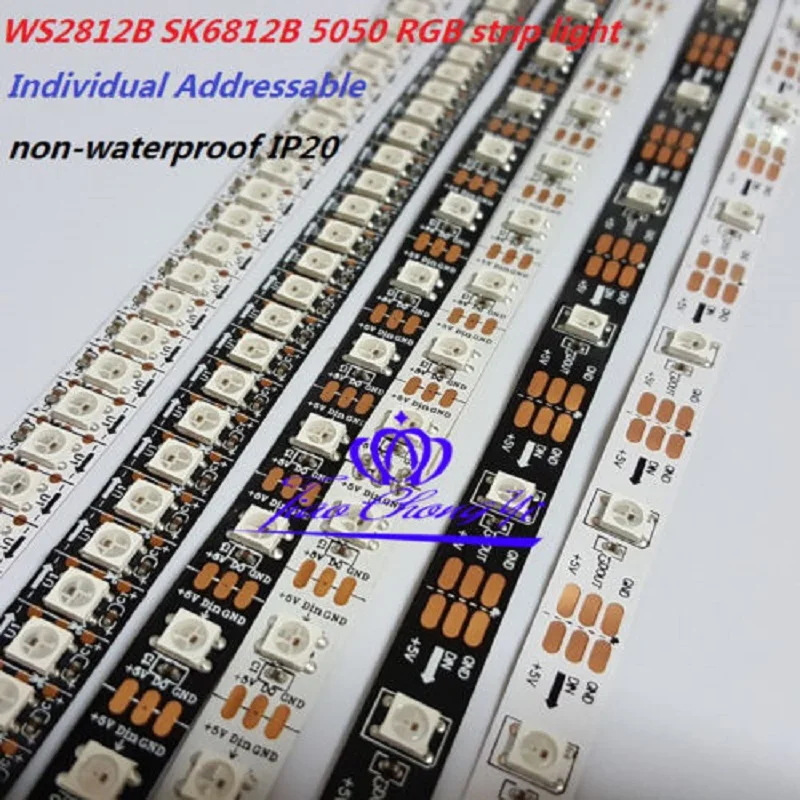 

Светодиодная лента WS2812B SK6812 5050 RGB, 60 светодиодов, 30 светодиодов/м, индивидуально Адресуемая, 5 В