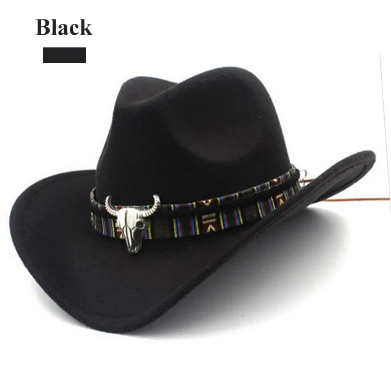 В этническом стиле Стиль западная ковбойская шляпа Для женщин \ из овечьей шерсти джазовая шляпа западная ковбойская шляпа Лидер продаж - Цвет: B