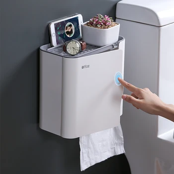 

Bathroom tissue box toilet waterproof toilet paper roll paper punching rack creative storage toilet paper household KT716319