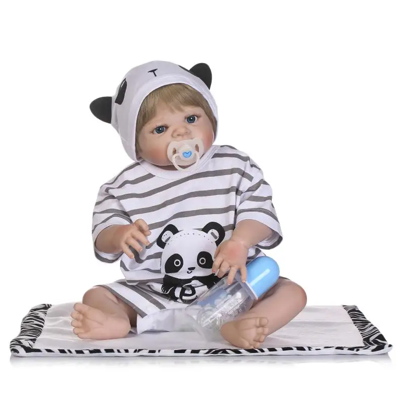 

22" full silicone reborn babies boy dolls bebe bathe toy boy doll newborn safe toy simulation kids best gift bonecas toy
