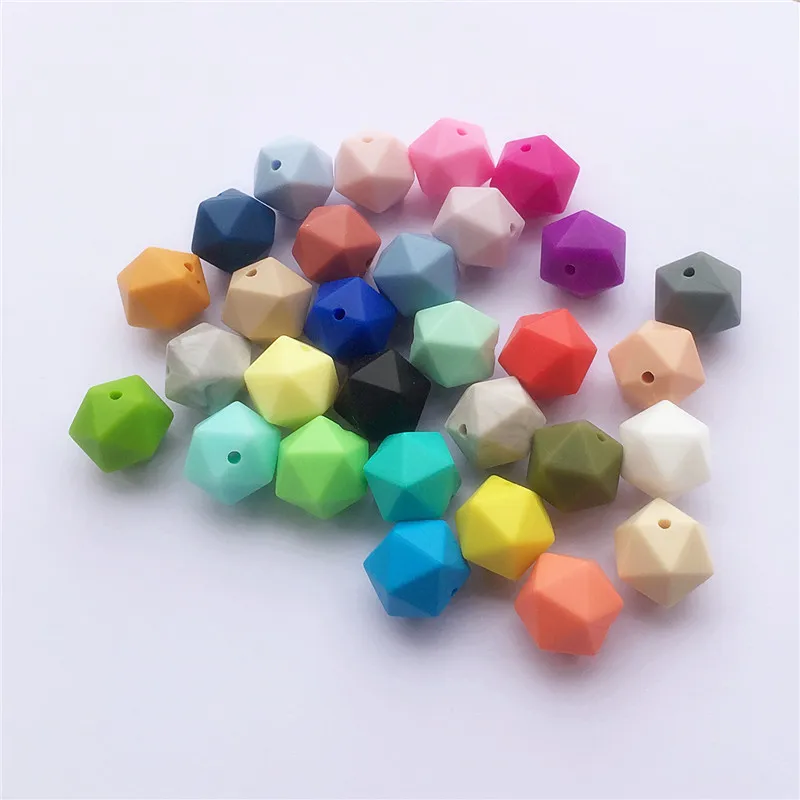 

Chenkai 50pcs BPA Free 17mm Silicone Icosahdron Teether Beads DIY Multisurface Baby Shower Pacifier Dummy Teething Sensory Toy