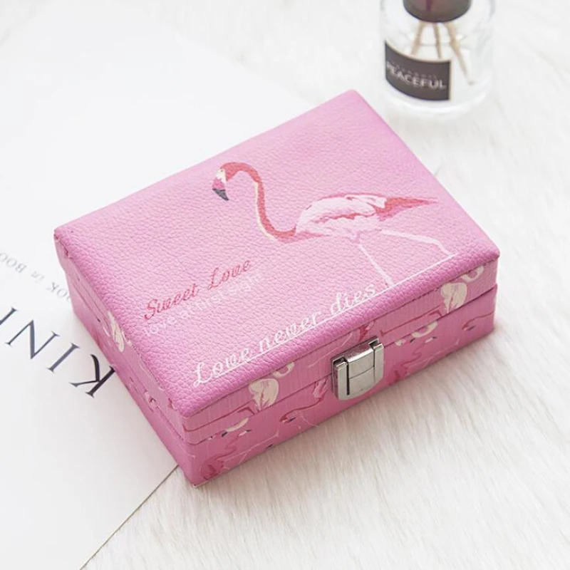 

1Pcs13.5*10.5*5 New Jewelry Storage Box Gift Portable Travel Box With Lock Lipstick Ring Earring Storage Makeup Holder Organizer