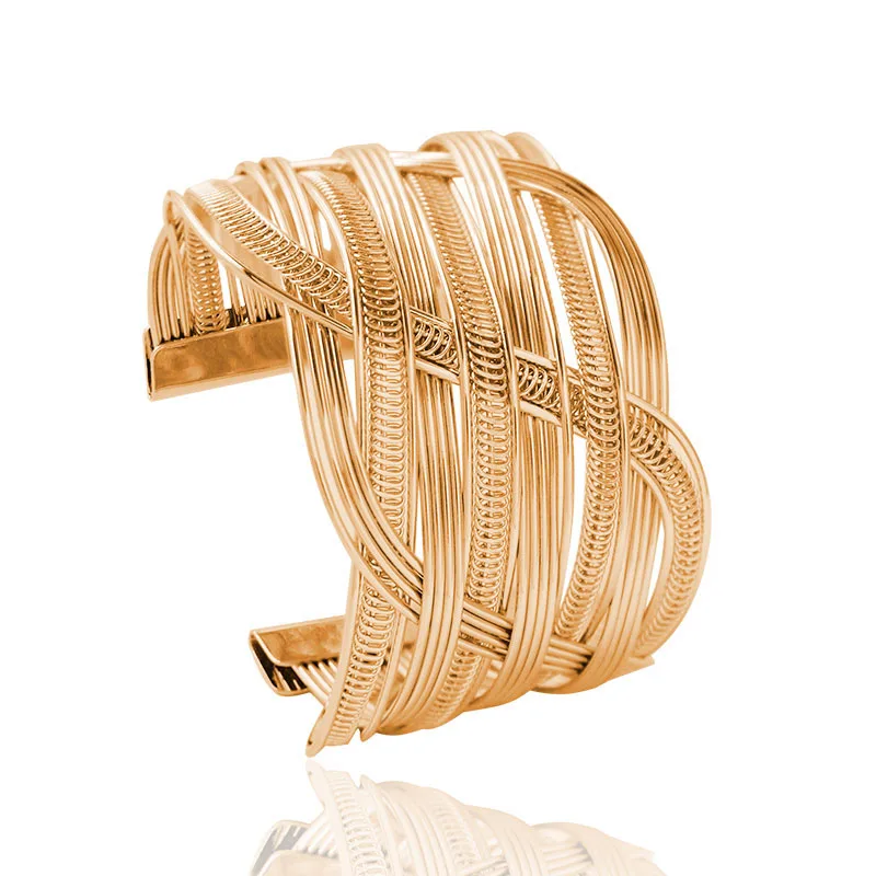

Gold Silver Color Metal Multilayer Hand-made Twisted Wire Bracelet Bangles For Women Jewelry Bracelets Ornaments FSPSL102